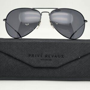 Prive Revaux The Commando Black Frame Polarized Grey Lens Aviator Sunglasses